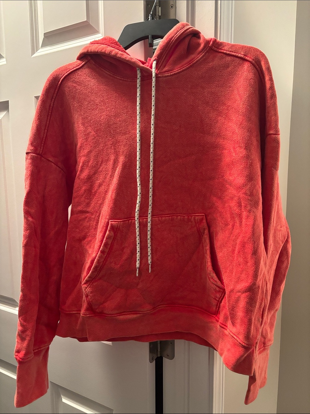 Women sundry worn red sweatshirt